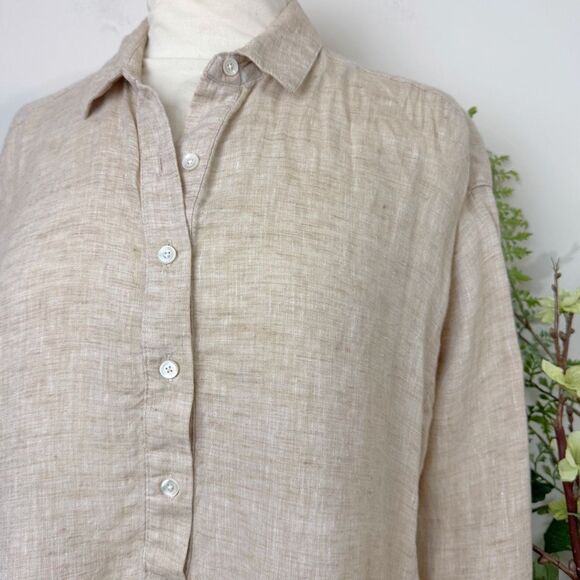 J. McLaughlin | Beige Linen Button Detail Tunic Blouse | Medium - Picture 2 of 12